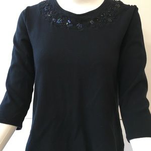 Arch Hill Cotton top in black with neckline sequins